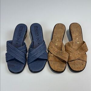 Italian Shoemakers Women's Blue and Tan Sandals